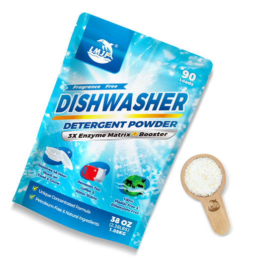 Dishwasher Detergent + Booster - 90 Loads, Plastic Free & Natural Cleaner Concentrated Dish Soap with Enzymes - Cuts Grease & Grime, No Residue - Dishwasher Pods Alternative, Truly Fragrance-Free