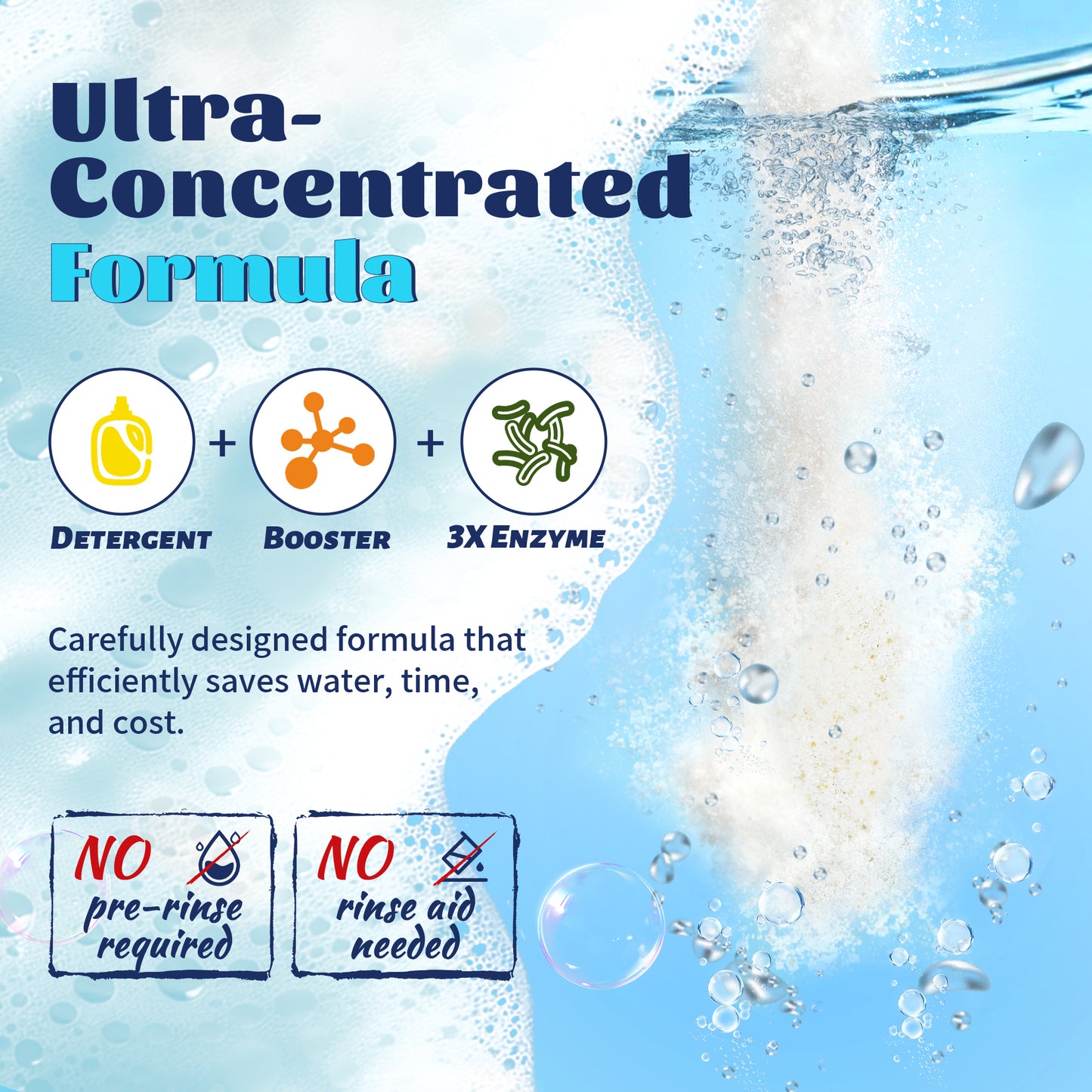 Dishwasher Detergent + Booster - 90 Loads, Plastic Free & Natural Cleaner Concentrated Dish Soap with Enzymes - Cuts Grease & Grime, No Residue - Dishwasher Pods Alternative, Truly Fragrance-Free