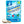 A blue and white stand-up pouch for dishwasher detergent is displayed next to a small wooden scoop filled with white powder. The packaging features a white dolphin logo and bold 